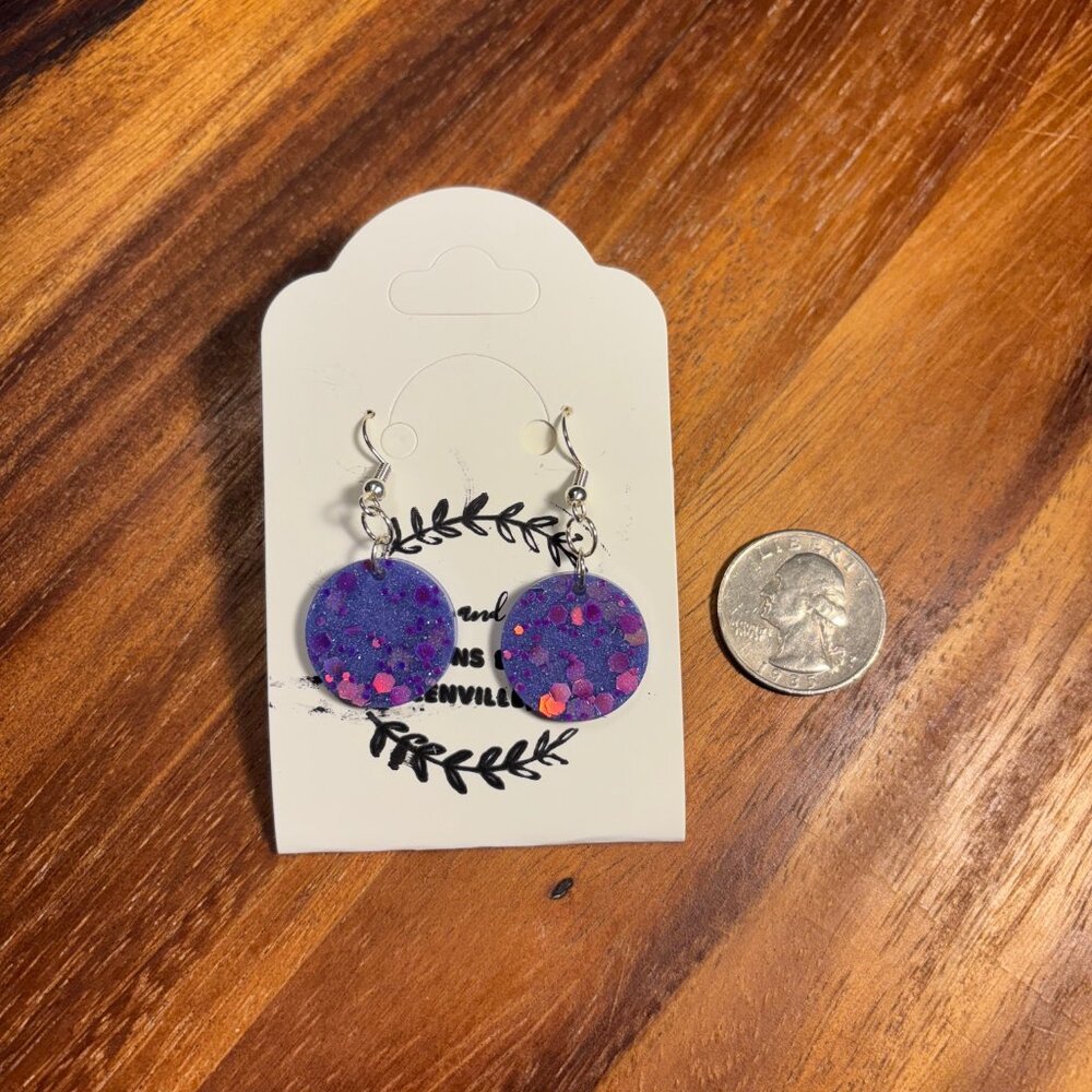 Purple Holographic Circular Earrings